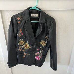 Vintage Lew Magram Women’s 10 Pig Nappa Leather Embroidered Jacket